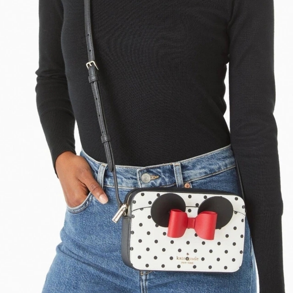 Kate Spade Disney Crossbody Minnie Mouse K4760 White Black NWT Red Bow - Picture 4 of 5